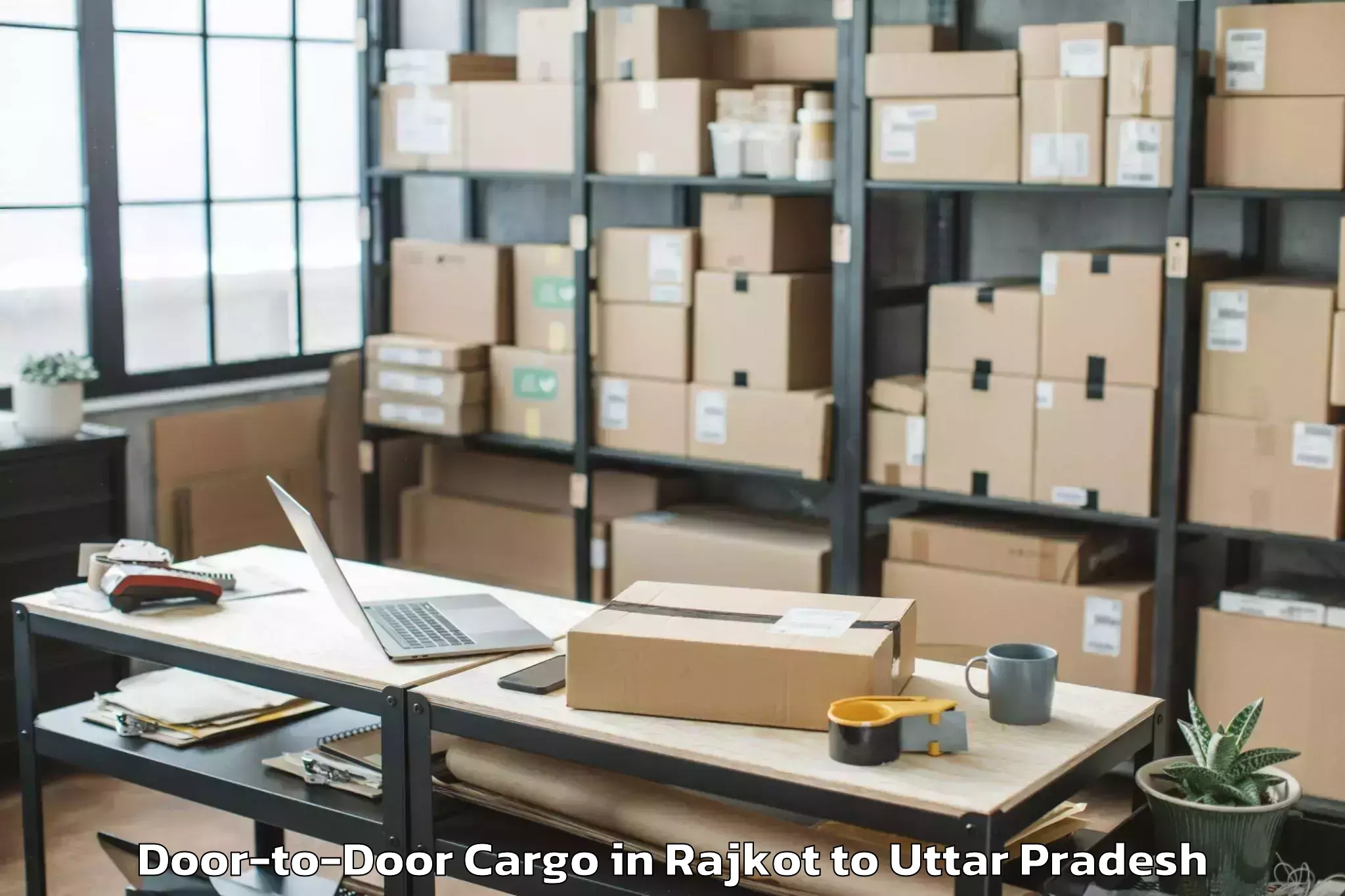 Efficient Rajkot to Robertsganj Door To Door Cargo